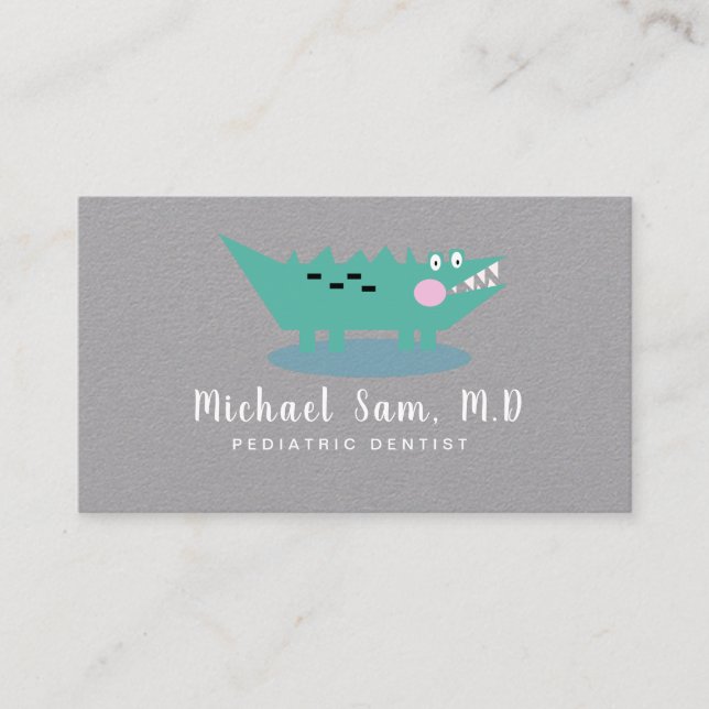 Dentist Hygienist Pediatric Dentist Alligator Logo Business Card (Front)