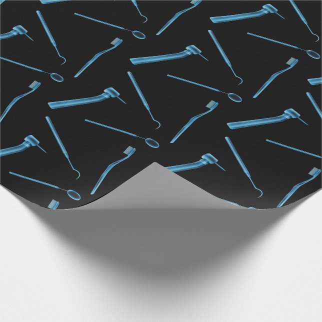 Dentist Hygienist Xray Dental Instruments Black Wrapping Paper (Corner)