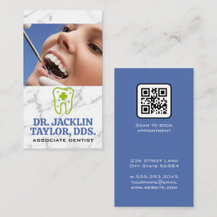 Dentist Inspecting Teeth   Tooth Aid Logo Business Card