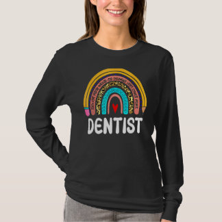 Dentist Leopard Rainbow Healthcare Doctor Work Den T-Shirt