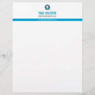 DENTIST LETTERHEAD :: modern tooth logo blue