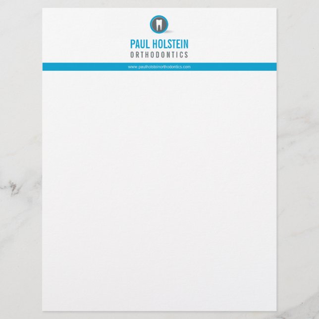 DENTIST LETTERHEAD :: modern tooth logo blue Template (Front)