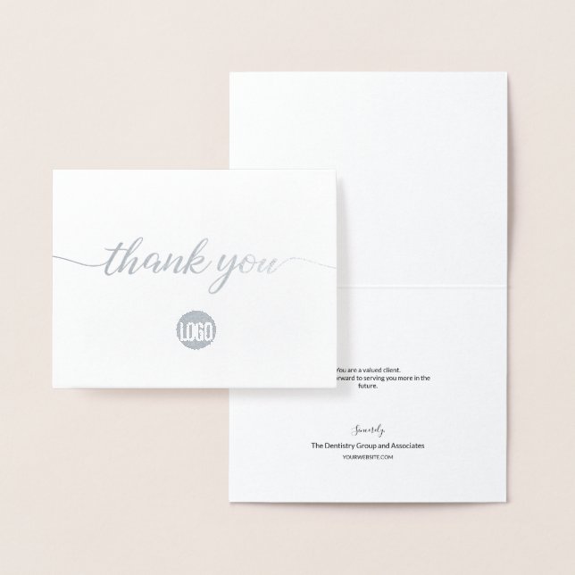 Dentist logo Client appreciation Modern Thank You Foil Card (Display)