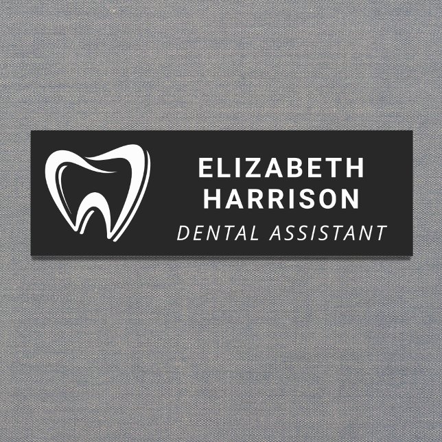 Dentist Logo Dental Office Black Name Tag (Creator Uploaded)
