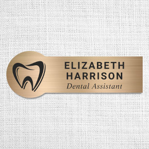 Dentist Logo Dental Office Gold Name Tag