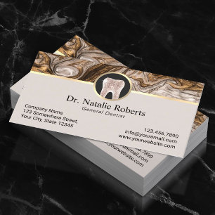 Dentist Luxury Gold Marble Agate Dental Office Appointment Card