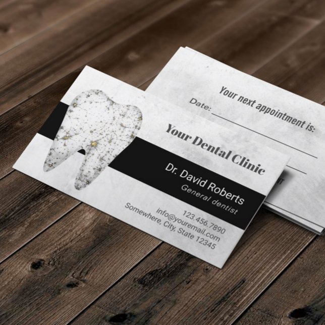 Dentist Marble Tooth Modern Dental Appointment Card (Creator Uploaded)