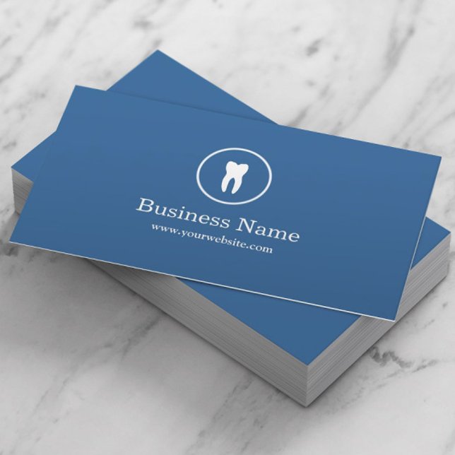 Dentist Minimal Plain Blue Dental Care Business Card (Creator Uploaded)