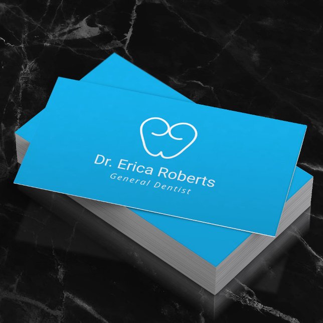 Dentist Minimal Tooth Logo Plain Dental Office Business Card (Creator Uploaded)