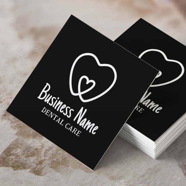 Dentist Minimalist Tooth Logo Black Dental Care Square Business Card (Creator Uploaded)