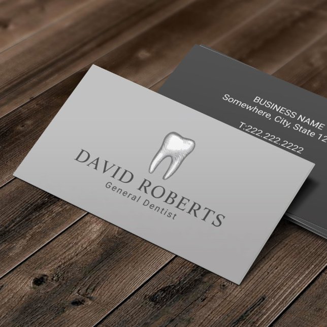 Dentist Minimalist Tooth Logo Dental Care Business Card (Creator Uploaded)
