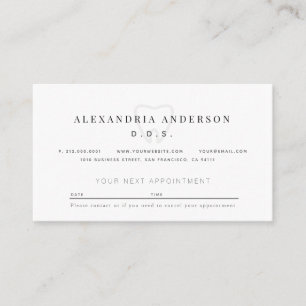 Dentist Minimalist White Appointment Card