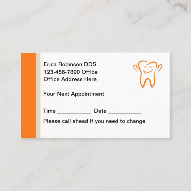 Dentist Modern Appointment Business Cards  (Front)