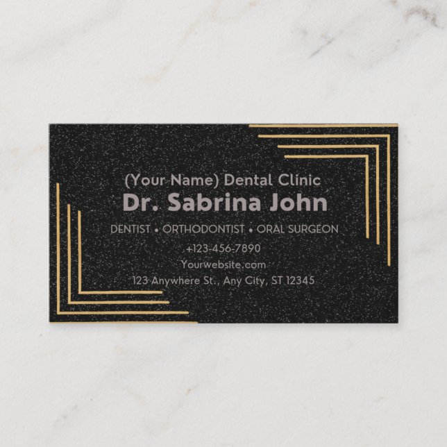 Dentist Modern Gold & Black Dental Office  Appointment Card (Front)
