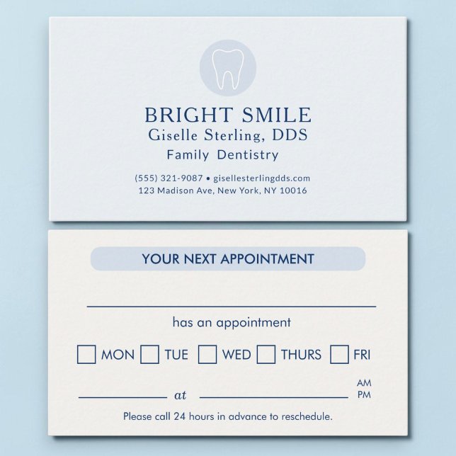 Dentist Modern Light Blue Appointment Card (Creator Uploaded)
