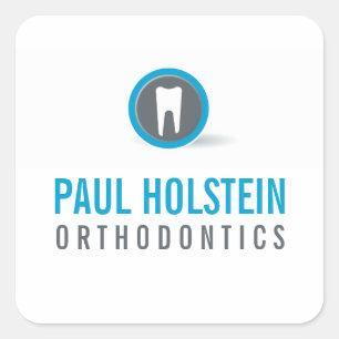 DENTIST modern professional tooth logo grey blue Square Sticker