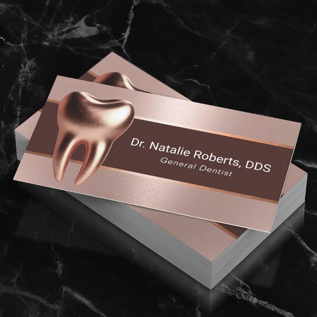 Dentist Modern Rose Gold Tooth Dental Care Business Card (Creator Uploaded)