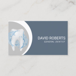 Dentist Modern Silver & Dusty Blue Dental Care Business Card