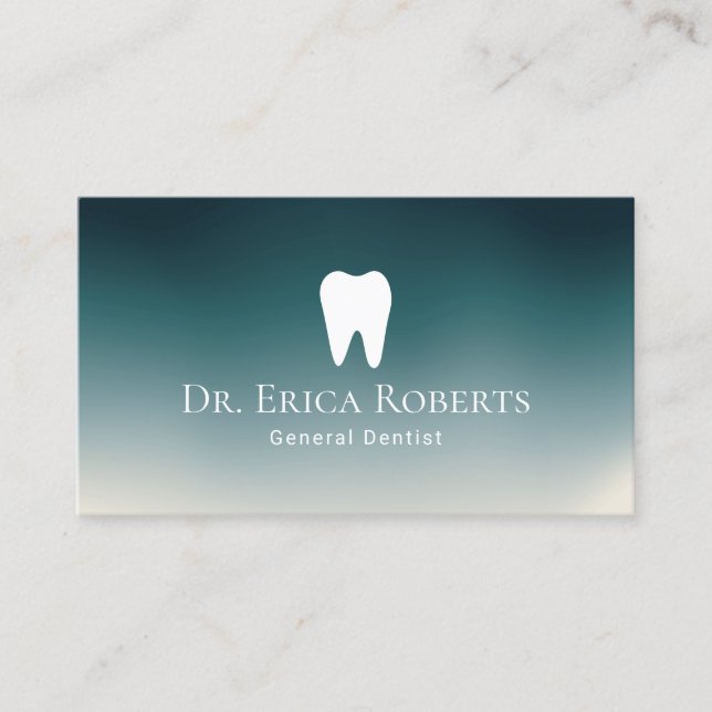 Dentist Modern Teal Ombre Dental Office Business Card (Front)