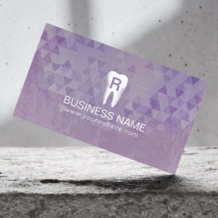 Dentist Monogram Tooth Dental Geometric Purple Business Card