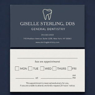 Dentist Navy Blue Tooth Appointment Reminder Card