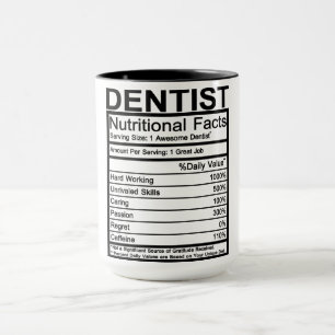 Dentist Nutritional Facts Mug
