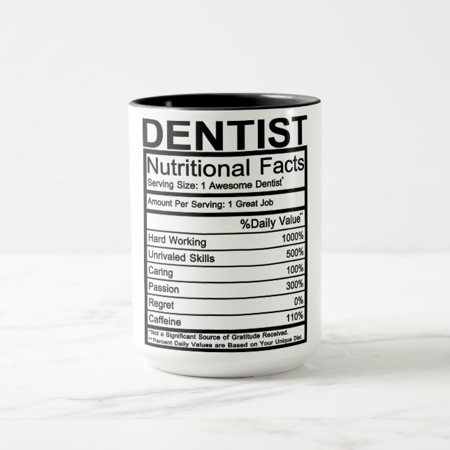 Dentist Nutritional Facts Mug (Center)