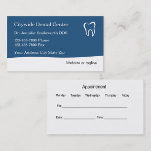 Dentist Office Appointment Business Cards