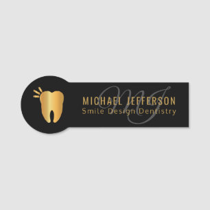 Dentist Office - Black and Gold Name Tag