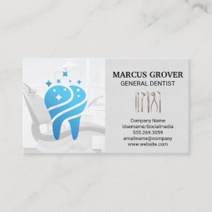 Dentist Office   Clean Blue Tooth   Dental Tools  Business Card