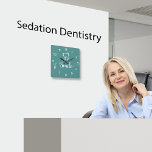 Dentist Office Clock<br><div class="desc">Modern Dentist office wall decor clock in a trendy design including a tooth symbol and smile graphic designed with stylish graphic typography and background colour you can change if you need to. Designed for a dental office to encourage smiling and a positive attitude.</div>