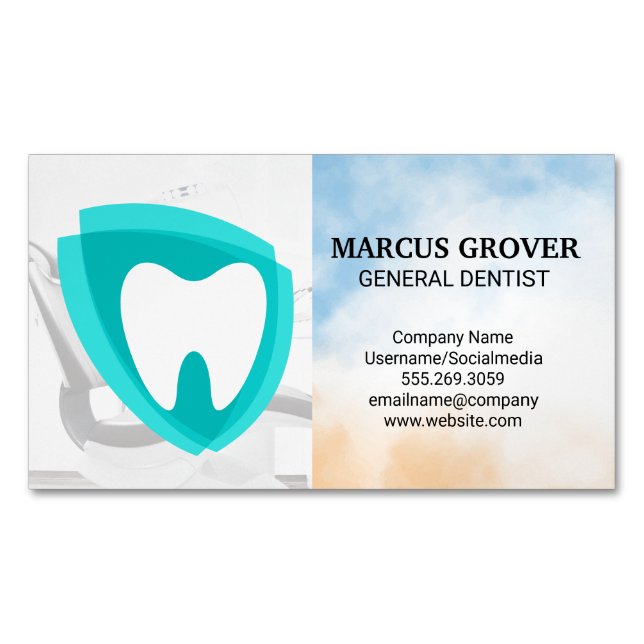 Dentist Office | Dental Health Logo Magnetic Business Card (Front)