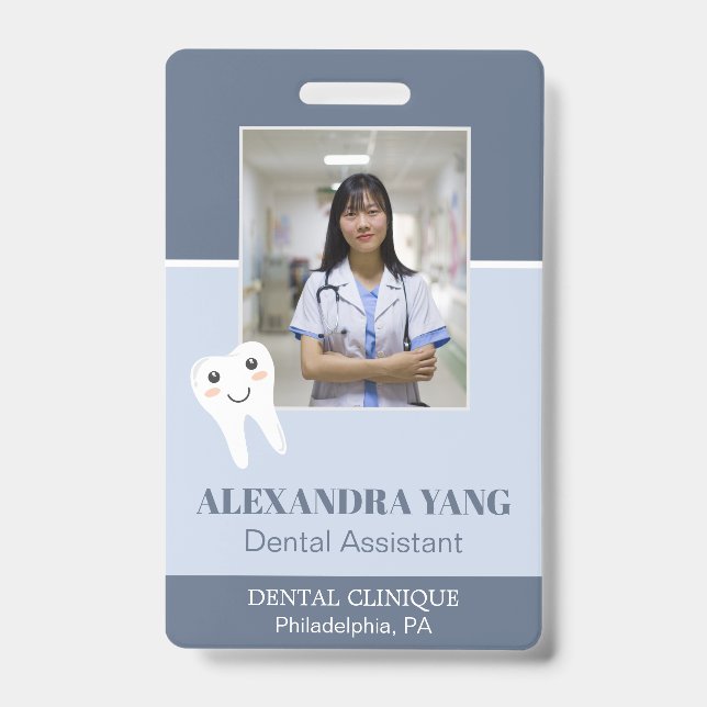 Dentist Office employee, Dental Assistant Photo ID Badge (Front)