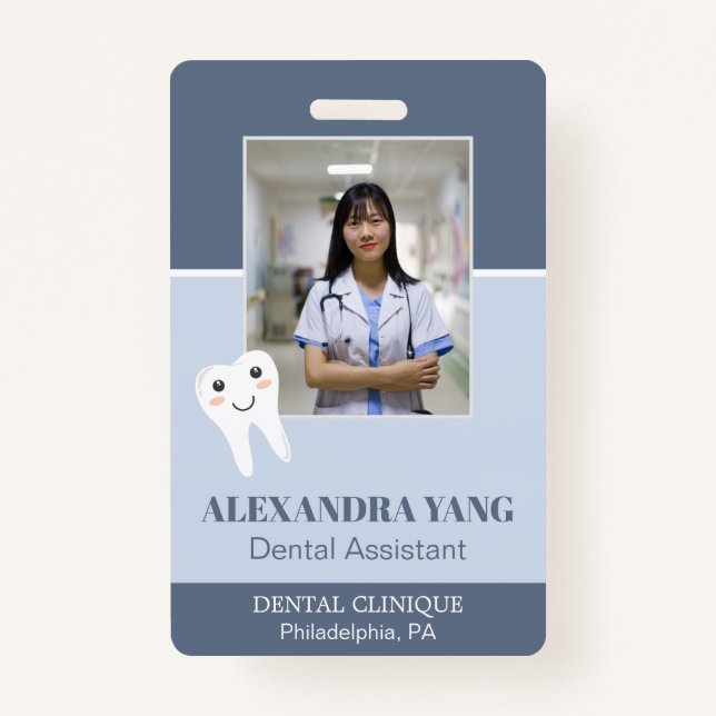 Dentist Office employee, Dental Assistant Photo ID Badge (Front)