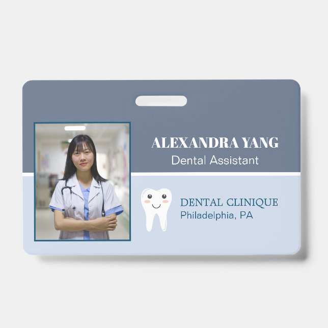 Dentist Office employee, Dental Assistant Photo ID Badge (Front)