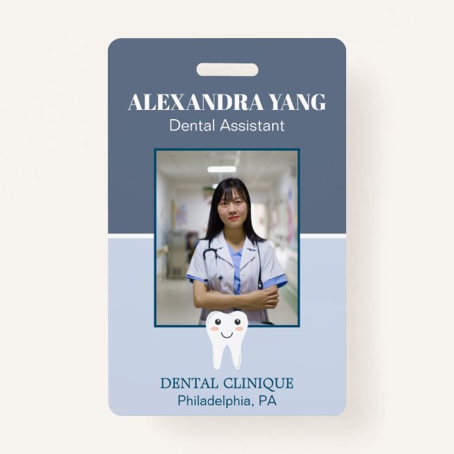 Dentist Office employee, Dental Assistant Photo ID Badge (Front)
