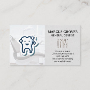 Dentist Office Happy Tooth Dental Tools Business Card