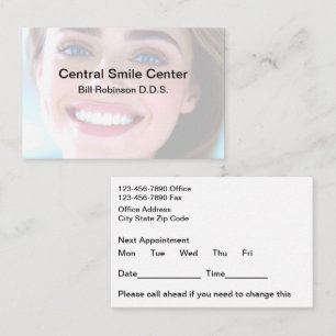 Dentist Office Large Appointment Reminder Cards