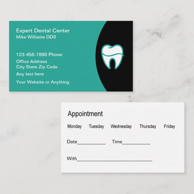 Dentist Office Modern Appointment Cards (Front/Back)
