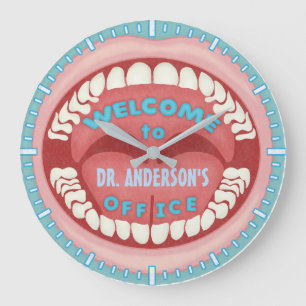 Dentist Office Novelty Mouth Teeth Dental   Custom Large Clock