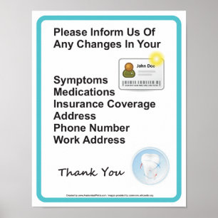 Dentist Office Patient Information Wall Sign