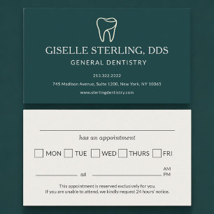 Dentist Office Teal Green Appointment Reminder Card