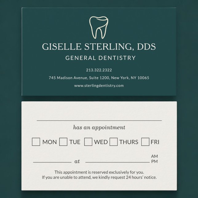 Dentist Office Teal Green Appointment Reminder Card (Creator Uploaded)