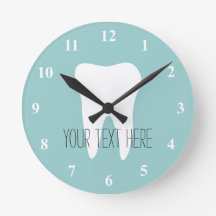 Dentist office wall clock with tooth logo