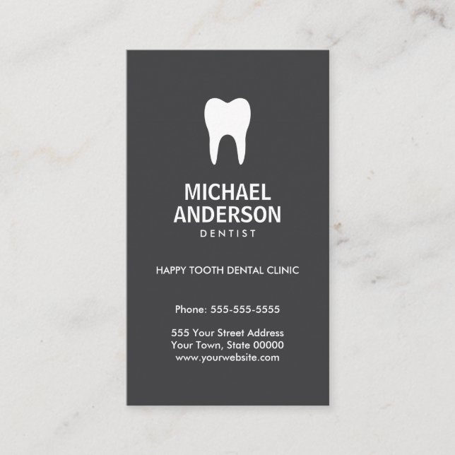 Dentist or dental assistant - modern, dark grey business card (Front)