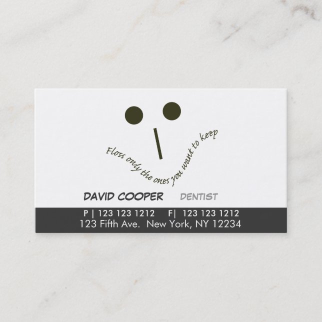 Dentist Oral Clinic Appointment Flossy Face Card (Front)