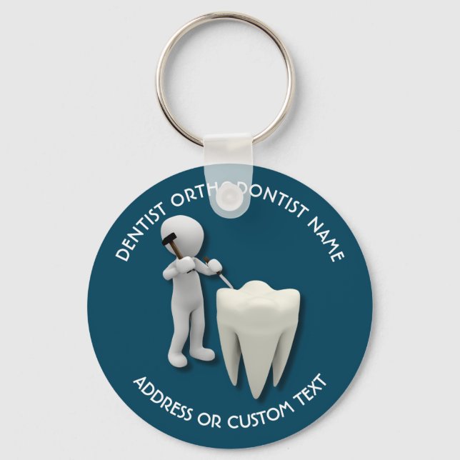 Dentist Orthodontist Dental Surgeon Name Key Ring (Front)