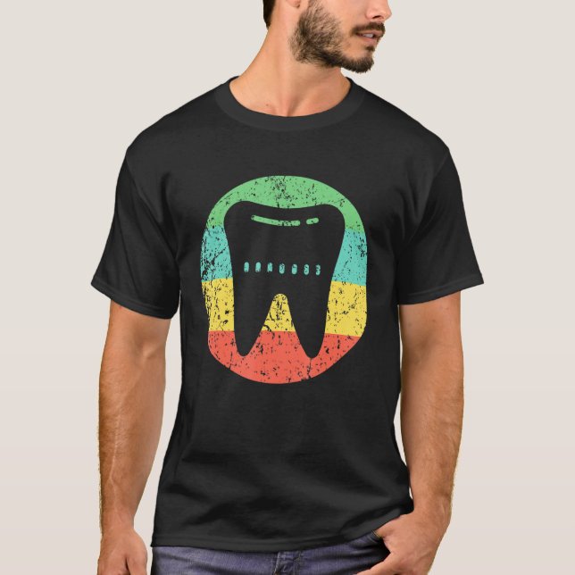 Dentist Orthodontist Vintage Retro Tooth T-Shirt (Front)