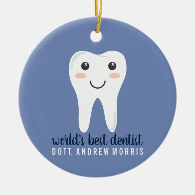 Dentist personalised gift idea ceramic tree decoration (Front)