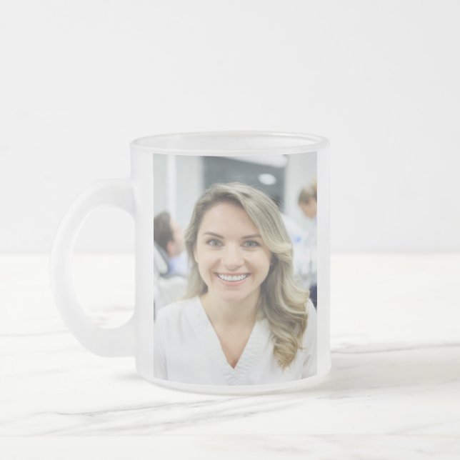 Dentist Photo Customize Personalize Frosted Glass Coffee Mug (Left)